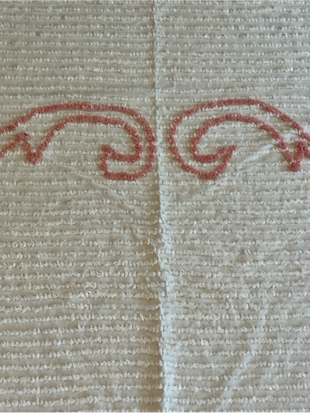 Cream Chenille Bedspread with Pastel Floral Motif